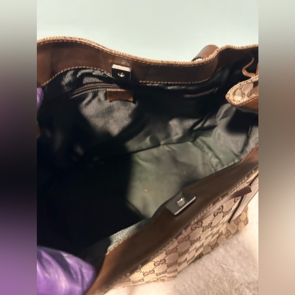 GUCCI Tote Large in Brown Canvas and Leather Materials! Authentic pre-owned - Picture 14 of 16